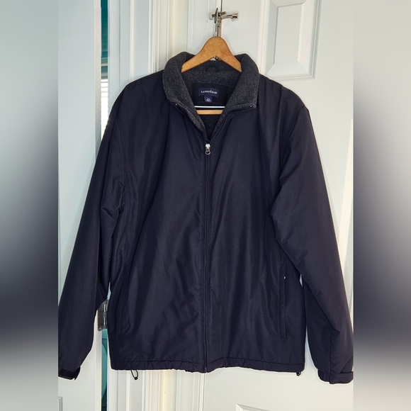 Lands End Black Fleeced Line Polartec Jacket 42-44 Size L/T - Picture 1 of 7